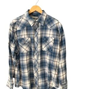 Wrangler Blue and White Plaid Shirt